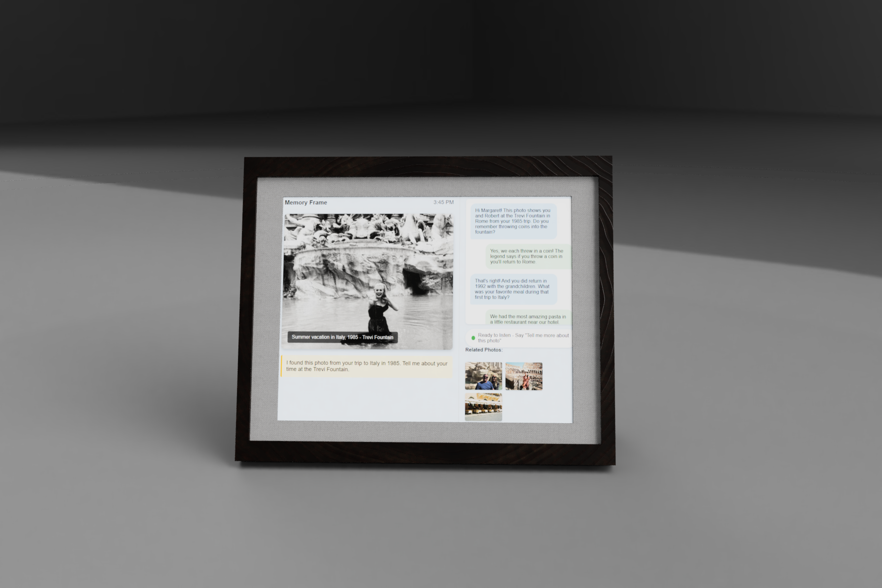 ReFrame prototype device showing the digital picture frame display and enclosure