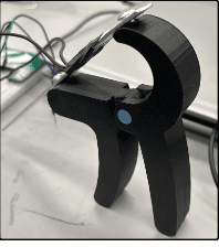 Hand grip dynamometer device showing strain gauge and circuit assembly