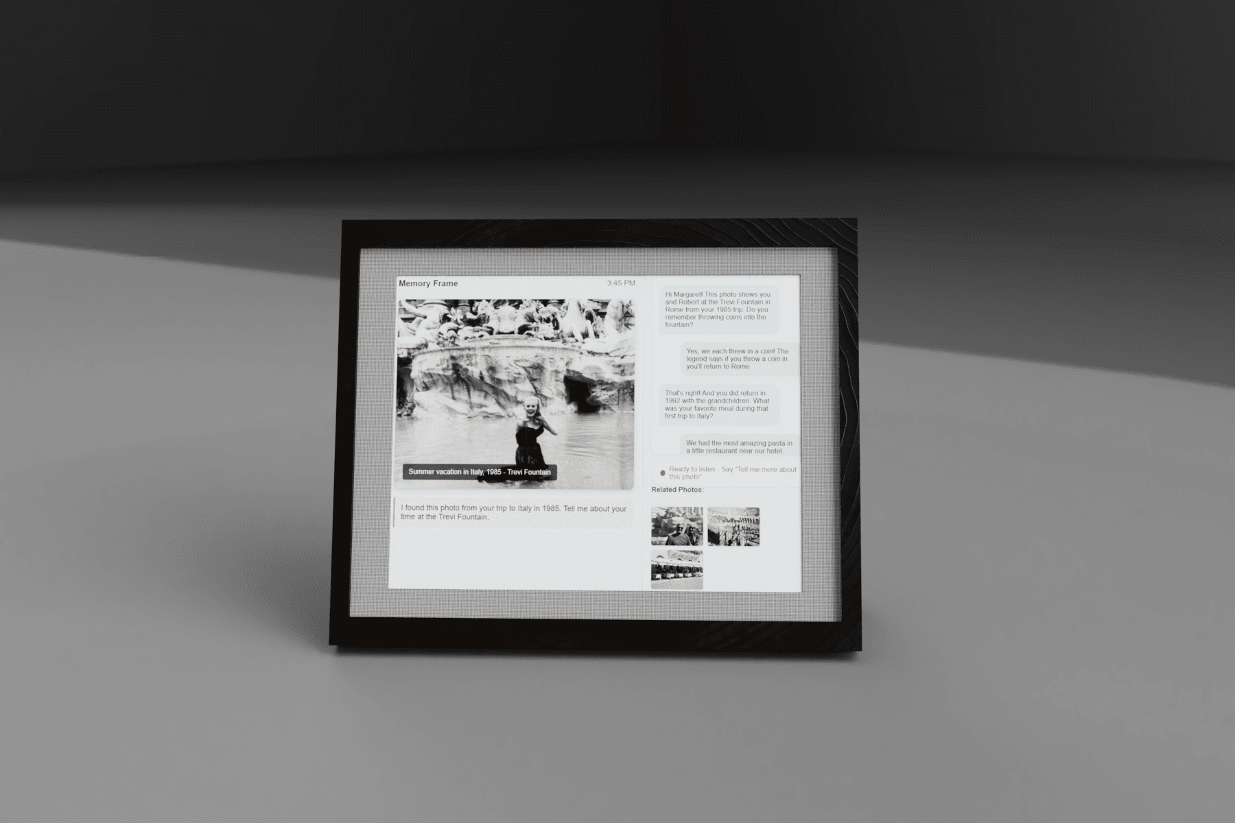 ReFrame prototype device showing the digital picture frame display and enclosure